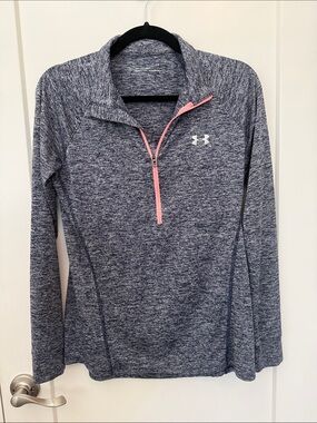 Under Armour Navy Heather Quarter-Zip Pullover with Pink Zipper